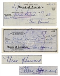 Moe Howard Lot of Two Checks Signed, Both Made Out to Shemps Wife Gertrude Howard -- Dated 3 August 1956 and 29 January 1959 -- Very Good Condition